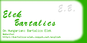 elek bartalics business card